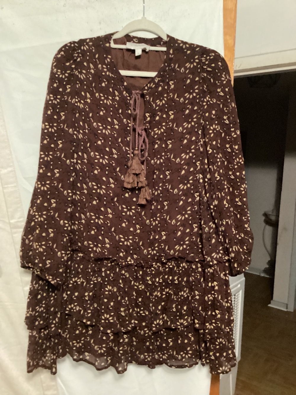Cleobella boho ruffle with tassel tie at the neck SZ L